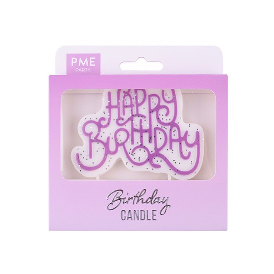 rosa glitzernde Geburtstagskerze Happy Birthday von PME