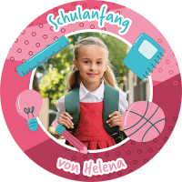 Tortenbild zur Einschulung Fuchsia Rund Tortenbild zur Einschulung Fuchsia Rund