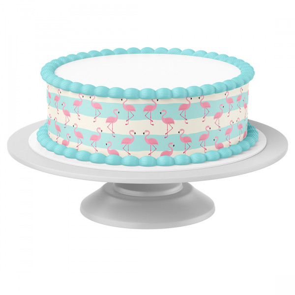 Tortenband Flamingo essbar - 4 Stück á 24cm x 5cm