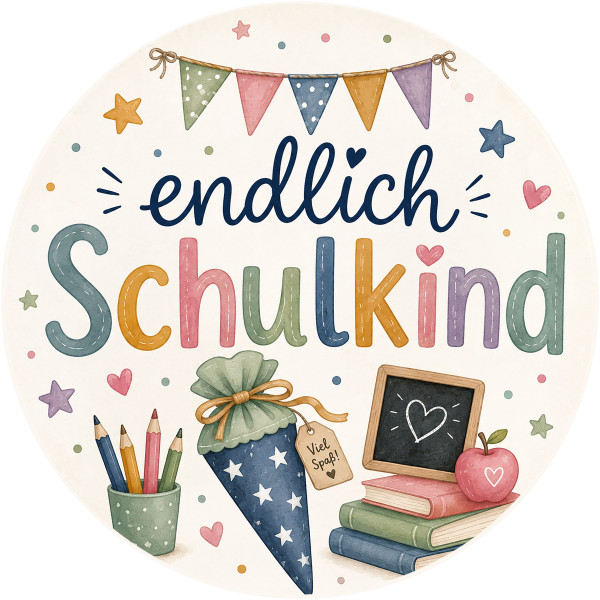 TortenBild Endlich Schulkind | Blaue oder Lila Zuckertüte | Einschulung