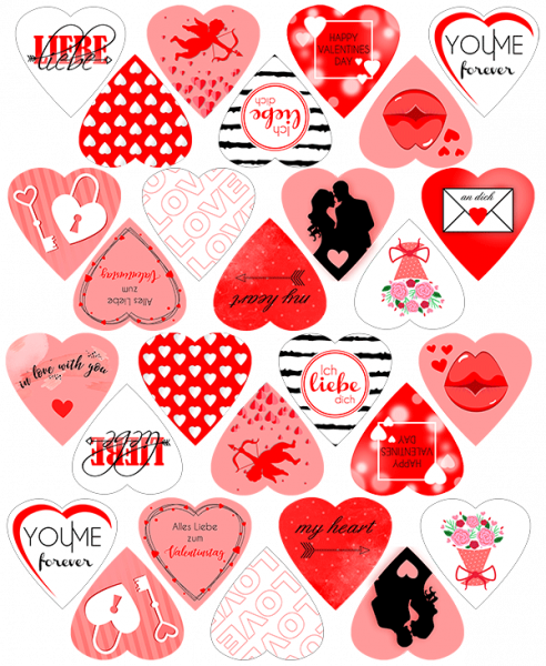 Bedruckte Oblaten Valentinstag Rot