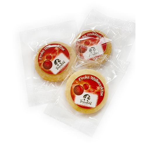 MotivCookies Rote Kugeln Rund mit Logo - Torten-Druckerei.de