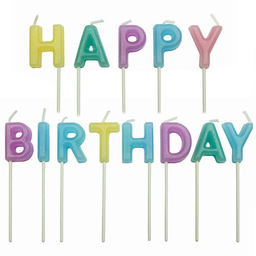 Kerzenset - Happy Birthday - Pastel