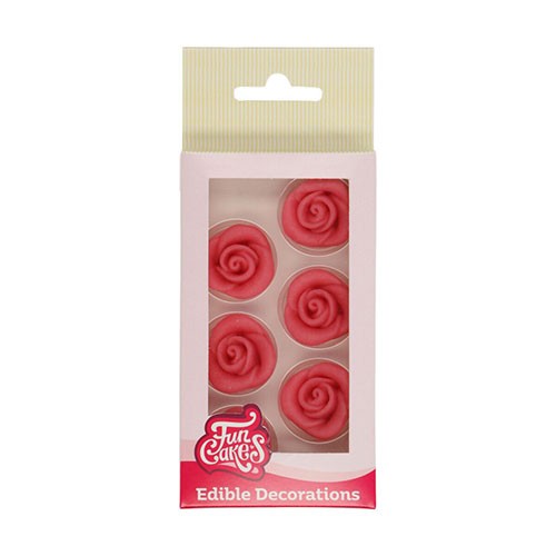 FunCakes - Marzipan Dekorationen - Rosa Rosen - Set 6-teilig