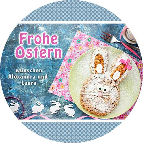 Picture Cake Topper Easter motif Rabbitbiscuit round