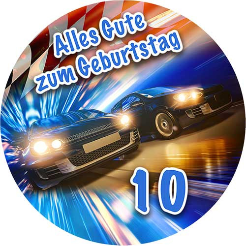 Picture Cake Topper Round Car Race