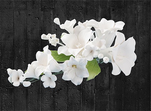 Tortendekoration Zucker-Blumenbouquet Lilien Weiß