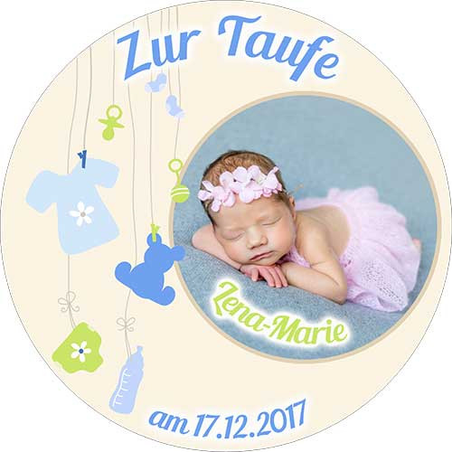 Tortenbild Taufe Rund Motiv 7 Blau