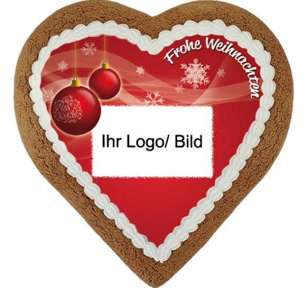 Lebkuchenherz Maxi - Motiv rote Kugeln