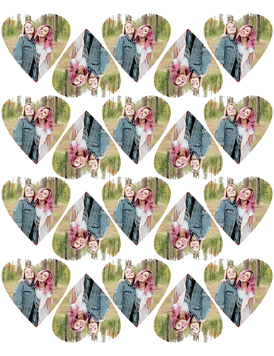 Printed wafers heart shape 5cm - 20 pieces