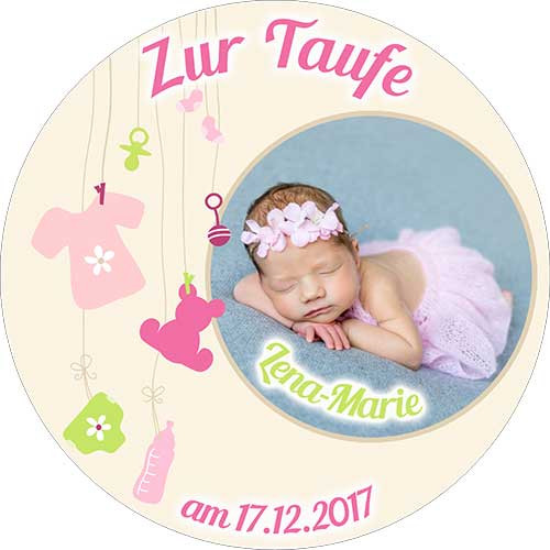 Tortenbild Taufe Rund Motiv 7 Rosa