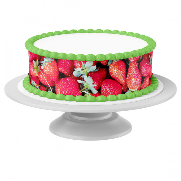 Tortenband Erdbeere essbar - 4 Stück á 24cm x 5cm