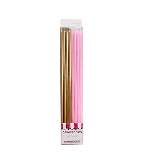 Extra Tall Candles Pastel Pink Metallic Mix 