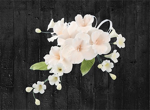 Tortendekoration Zucker-Blumenbouquet - Orchidee-Dendrobie Pfirsich 
