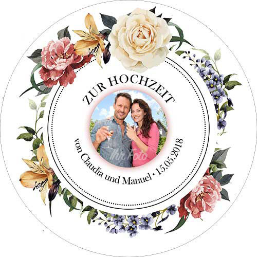Tortenbild Hochzeit Vintage Rund