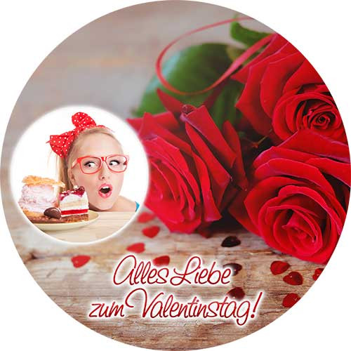 Tortenbild Valentinstag Rote Rosen Rund