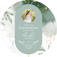 Tortenbild Kommunion - Konfirmation Aquarell Grün Rund Tortenbild Kommunion - Konfirmation Aquarell Grün Rund