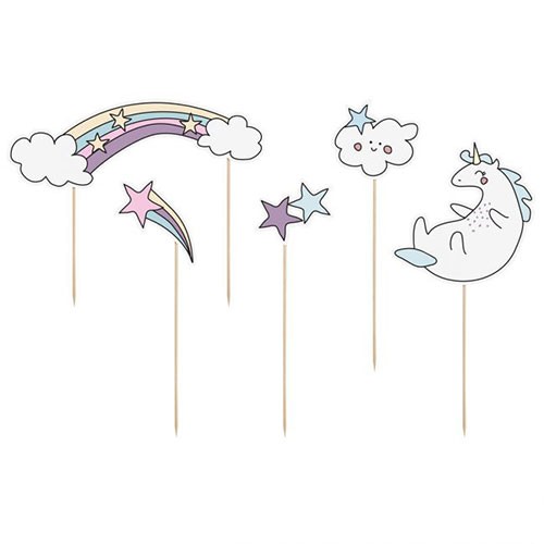 PartyDeco Cake Topper Einhorn Set