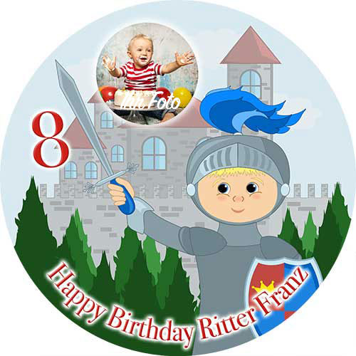 Picture Cake Topper Round Knight