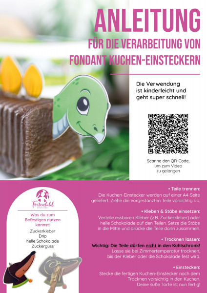 Fondant Kuchen-Einstecker - Einhorn