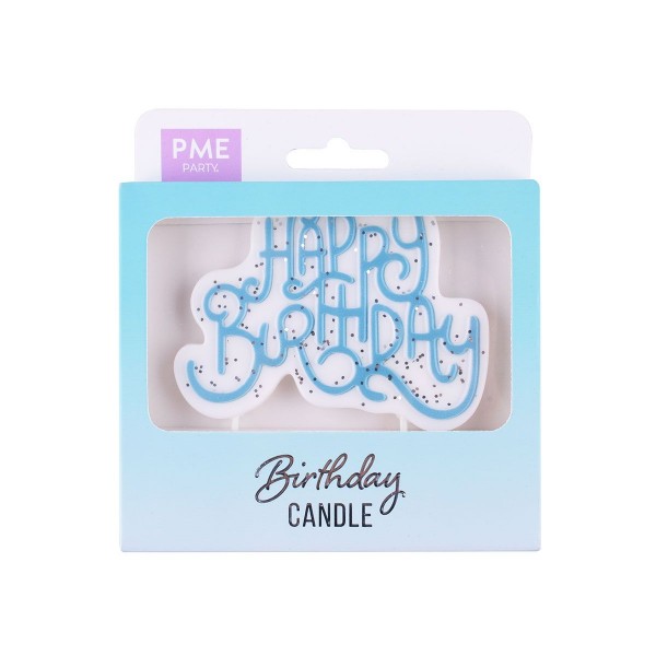 blaue glitzernde Geburtstagskerze Happy Birthday von PME