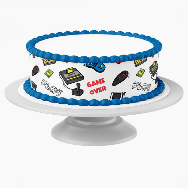 Tortenband Gaming Icons essbar - 4 Stück á 24cm x 5cm