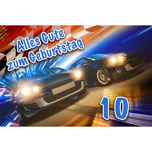 Picture Cake Topper Rectangular Car Race