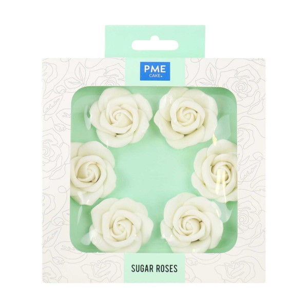 PME White Sugar Roses - 45mm - 6 pcs