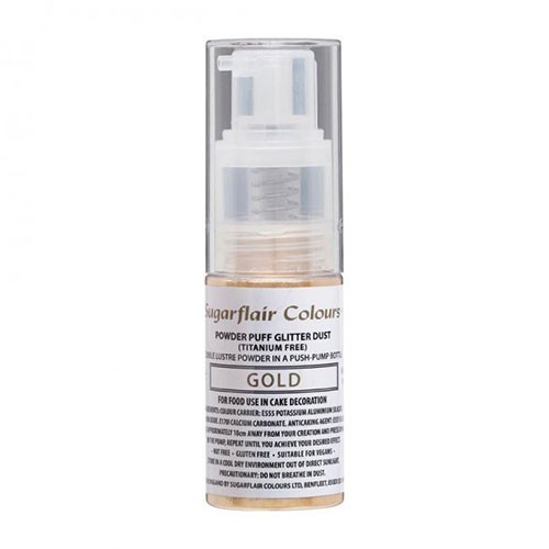 Sugarflair Pump Spray Glitter Dust -Gold- E171 Free 10g