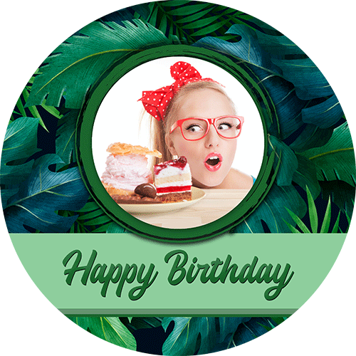 Picture Cake Topper Round Foliage