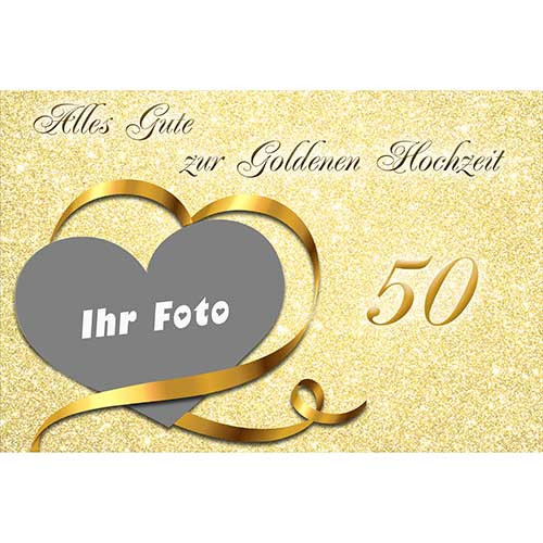 Picture Cake Topper Golden Wedding Glitter Rectangular