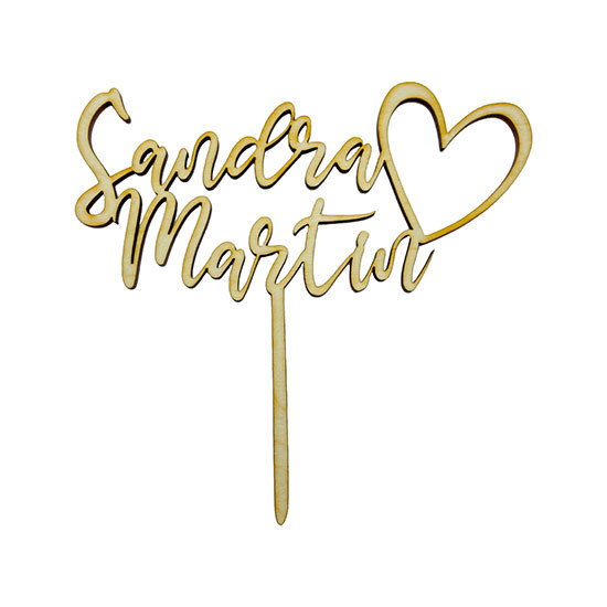 CakeTopper - individually names with heart